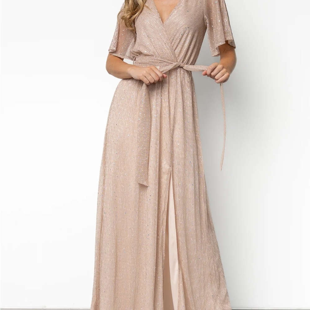 Elegant Beige Wrap Dress